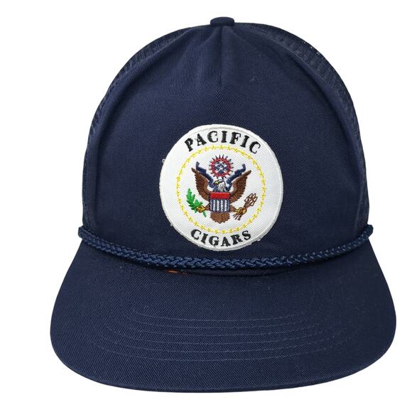 Pacific Cigars Snapback Trucker Cap Blue OS Adjustable Mesh Back Rope San Sun - Picture 1 of 9